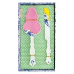 Conjunto Espátula e Faca Para Bolo Royal Porcelana Com Filete de Ouro Pip Studio