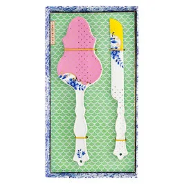 Conjunto Espátula e Faca Para Bolo Royal Porcelana Com Filete de Ouro Pip Studio