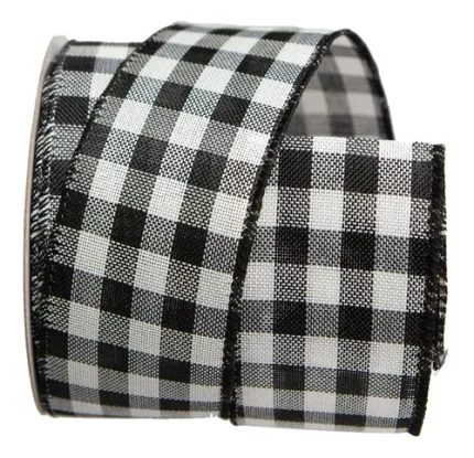 Fita Aramada Tecido Xadrez Preto E Branco 6,5  X 9,14 Natal