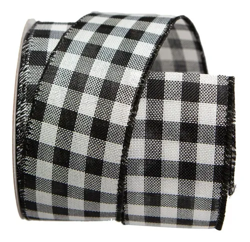 Fita Aramada Tecido Xadrez Preto E Branco 6,5 X 9,14 Natal Fita Aramada Tecido Xadrez Preto E Branco 6,5 X 9,14 Natal
