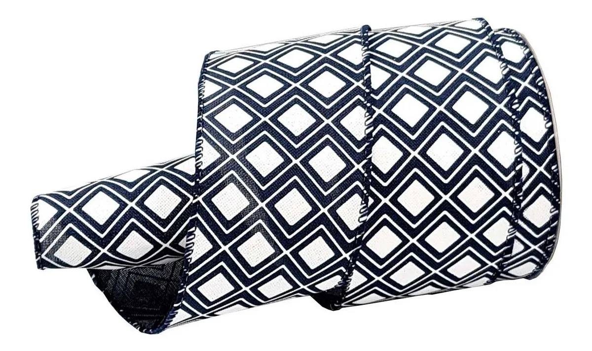 Fita Natalina Aramada Azul E Branca Square 9,14 M Fita Natalina Aramada Azul E Branca Square 9,14 M