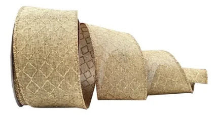 Fita Natalina Aramada Juta Nude Losango Gold 9,14m