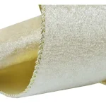 Fita Natalina Aramada Nude Gold Veludo Molhado Luxo 9,14m
