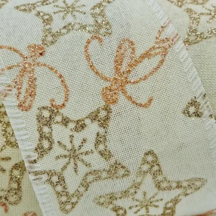 Fita Natalina Aramada Nude Rose Gold Star 9,14 M
