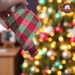 Fita Natalina Aramada Xadrez Verde E Vermelho