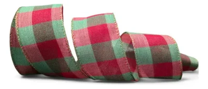 Fita Natalina Aramada Xadrez Verde E Vermelho