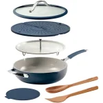 Frigideira All In One Plus 7 Peças Com Tampa Azul Tramontina Azul-aço