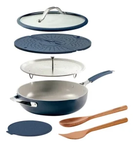Frigideira All In One Plus 7 Peças Com Tampa Azul Tramontina Azul-aço