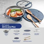 Frigideira All In One Plus 7 Peças Com Tampa Azul Tramontina Azul-aço