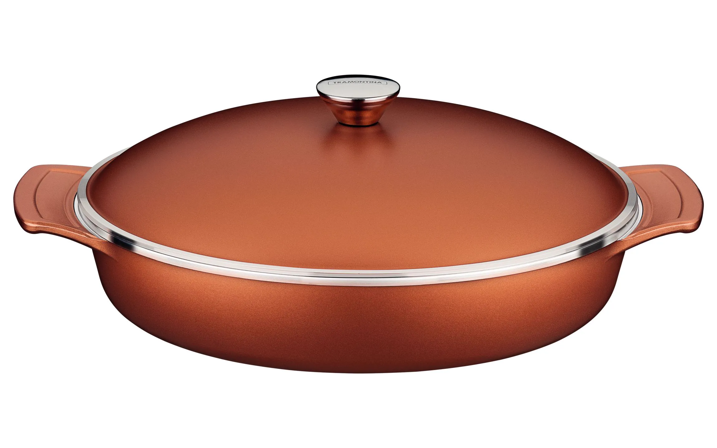 Frigideira Tramontina Lyon em Alumínio Forjado com Revestimento Interno e Externo Antiaderente Starflon Dourado com Tampa 32 cm 4,3 L Frigideira Tramontina Lyon em Alumínio Forjado com Revestimento Interno e Externo Antiaderente Starflon Dourado com Tampa 32 cm 4,3 L