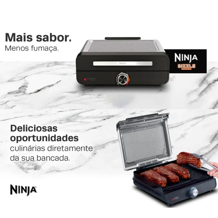 Grill Elétrico Sizzle Aço Inox Ninja 127V