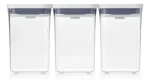 Jg 3 Potes Pop Quadrado Pequeno Hermético Em Acrílico 1l Oxo Branco