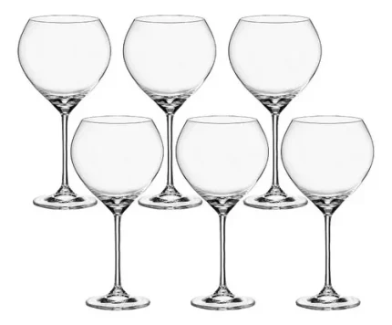 Jg 6 Taças Vinho Cristal De Titânio Carduelis 640ml Bohemia Transparente