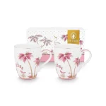 Jogo 2 Canecas Dots Rosa Jolie Porcelana Filete De Ouro Pip Studio