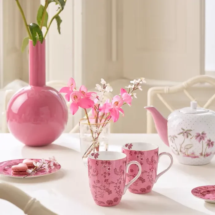 Jogo 2 Canecas Grande Flowers Porcelana Rosa Jolie Pip Studio