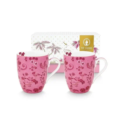 Jogo 2 Canecas Grande Flowers Porcelana Rosa Jolie Pip Studio