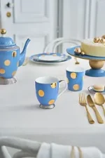 jogo 2 Canecas Grandes Dot Delight Azul Claro Porcelana filete De Ouro Pip Studio