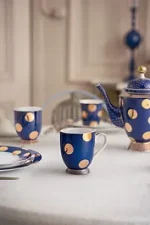jogo 2 Canecas Grandes Dot Delight Azul Marinho Porcelana filete De Ouro Pip Studio