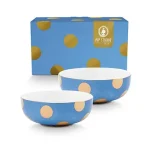 jogo 2 Tigelas Dot Delight Azul Claro Porcelana filete De Ouro Pip Studio