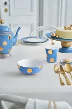 jogo 2 Tigelas Dot Delight Azul Claro Porcelana filete De Ouro Pip Studio