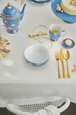 jogo 2 Tigelas Dot Delight Azul Claro Porcelana filete De Ouro Pip Studio