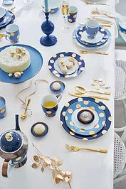 jogo 2 Tigelas Dot Delight Azul Marinho Porcelana filete De Ouro Pip Studio