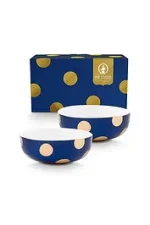 jogo 2 Tigelas Dot Delight Azul Marinho Porcelana filete De Ouro Pip Studio