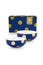 jogo 2 Tigelas Dot Delight Azul Marinho Porcelana filete De Ouro Pip Studio