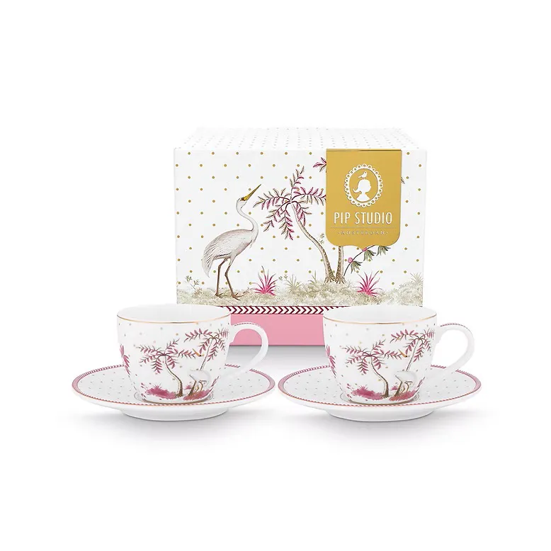 Jogo 2 Xícaras de Cafezinho Dots Rosa Jolie Porcelana Filete De Ouro Pip Studio Jogo 2 Xícaras de Cafezinho Dots Rosa Jolie Porcelana Filete De Ouro Pip Studio