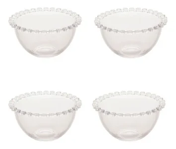 Jogo 4 Bowls De Cristal Sobremesa Pearl Daisy Flores Wolff