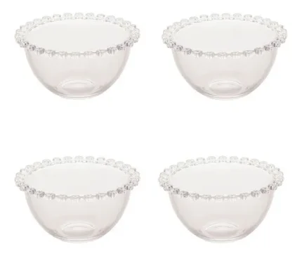 Jogo 4 Bowls De Cristal Sobremesa Pearl Daisy Flores Wolff