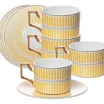 Jogo 4 Xícaras de Café Olimpo New Bone China Amarelo