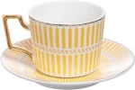 Jogo 4 Xícaras de Café Olimpo New Bone China Amarelo