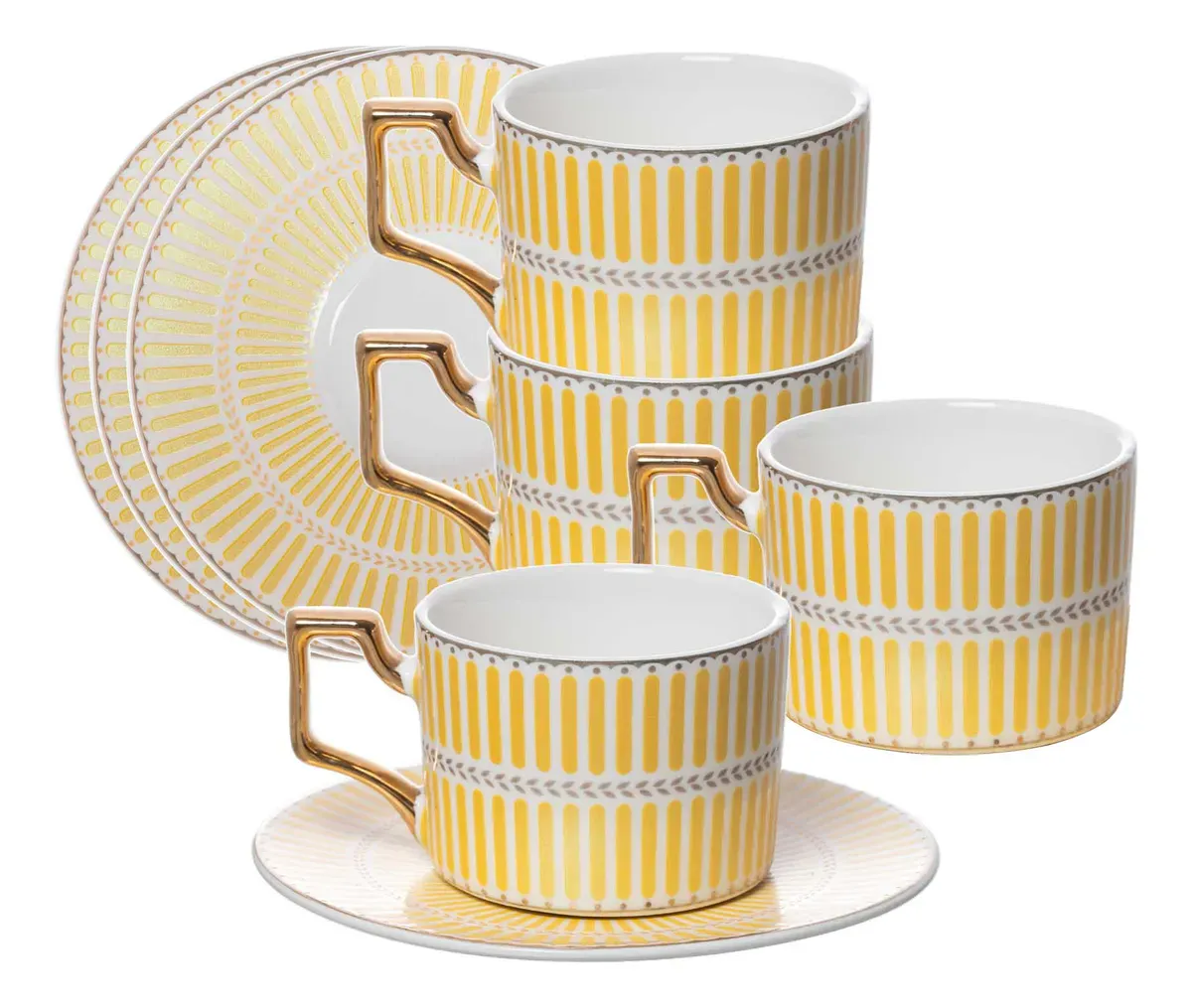 Jogo 4 Xícaras de Café Olimpo New Bone China Amarelo Jogo 4 Xícaras de Café Olimpo New Bone China Amarelo