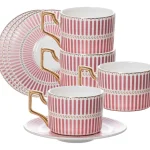 Jogo 4 Xícaras de Café Olimpo New Bone China Rosa