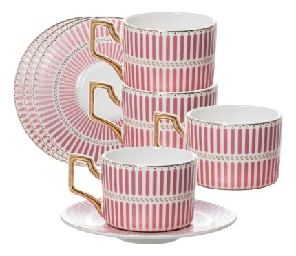 Jogo 4 Xícaras de Café Olimpo New Bone China Rosa