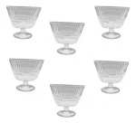 Jogo 6 Taças Sobremesa Deli Glass Elegant Linear Transparente