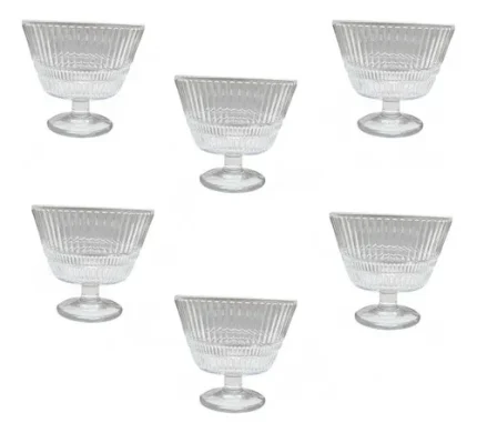 Jogo 6 Taças Sobremesa Deli Glass Elegant Linear Transparente