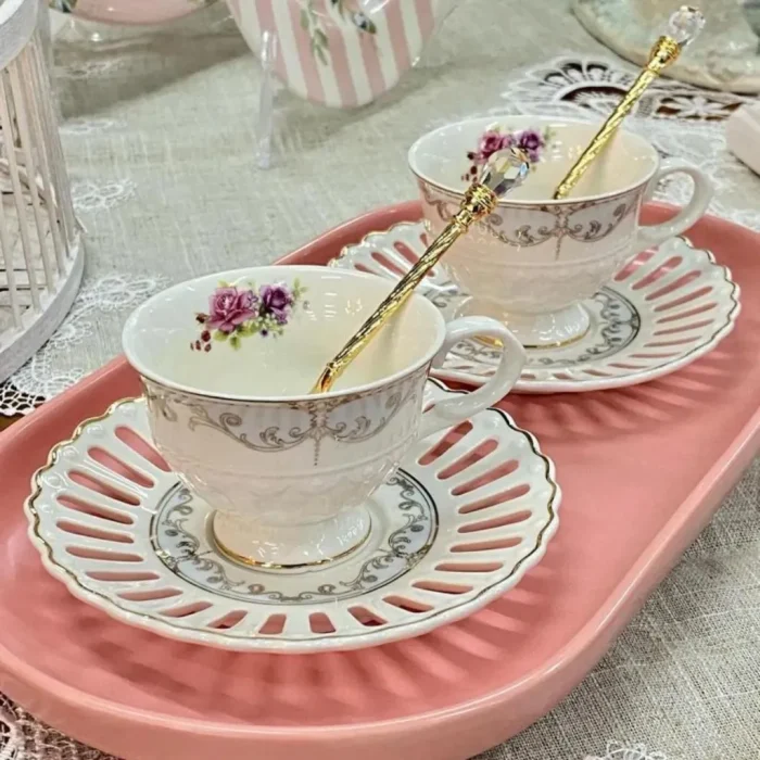 Jogo 6 Xícaras de Café Mon Cheri New Bone China Branca