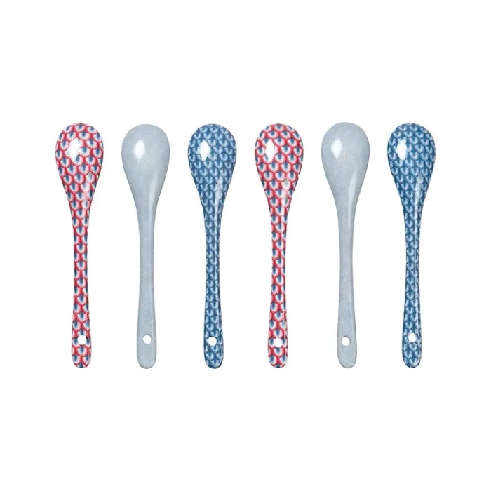 Jogo Com 6 Colheres Oriental Porcelana Azul Flower Festival Pip Studio