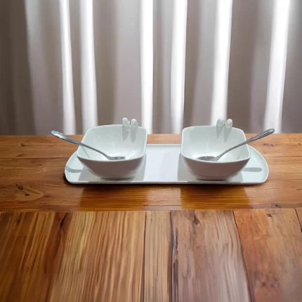 Jogo De 2 Blows Com Bandeja e Colher Porcelana Birds Wolff