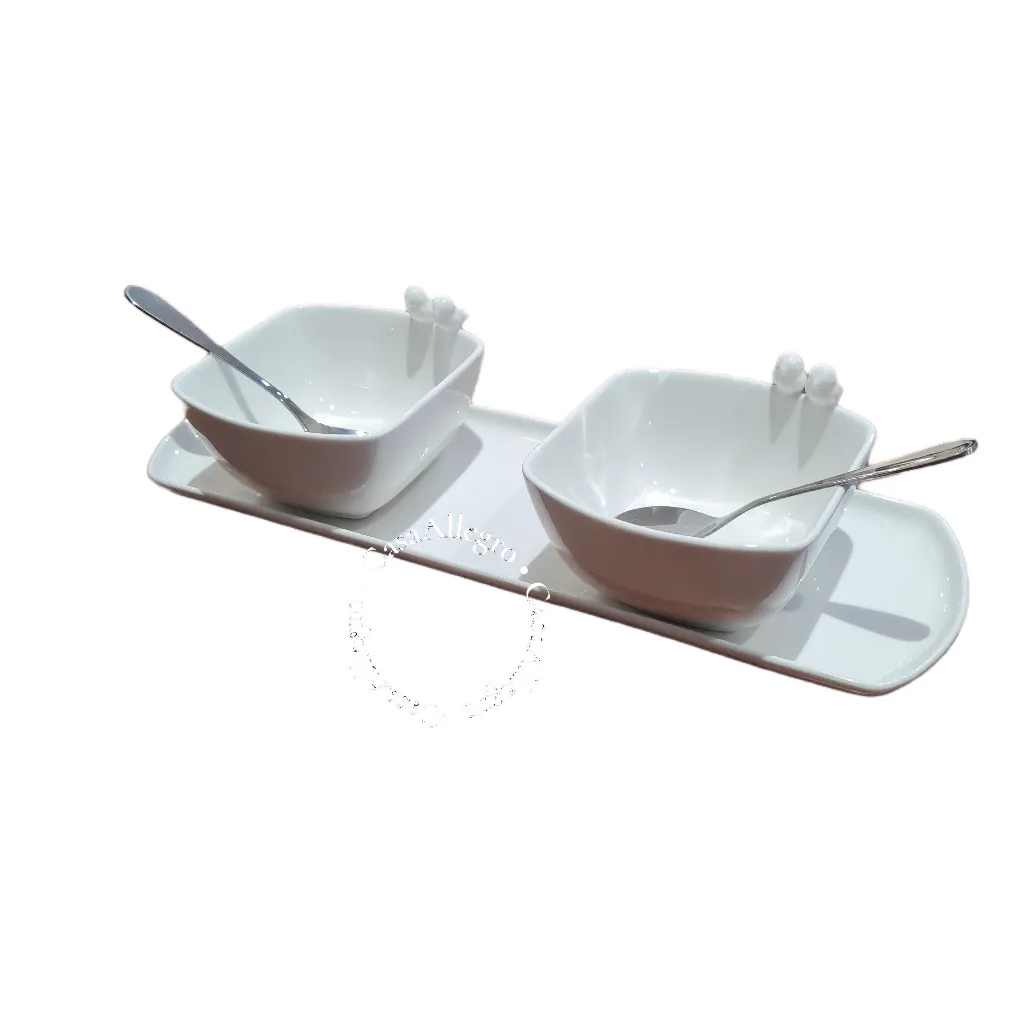 Jogo De 2 Blows Com Bandeja e Colher Porcelana Birds Wolff Jogo De 2 Blows Com Bandeja e Colher Porcelana Birds Wolff