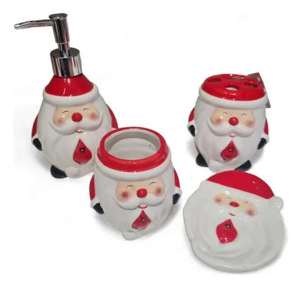 Jogo De Banheiro Natalino Lavabo Papai Noel Christmas Luxo