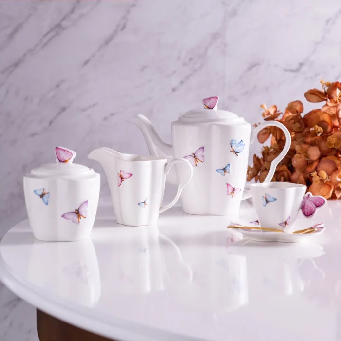 Jogo De Café 3 Peças Porcelana Borboleta Wolff