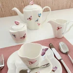 Jogo De Café 3 Peças Porcelana Borboleta Wolff