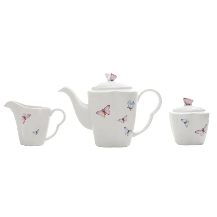 Jogo De Café 3 Peças Porcelana Borboleta Wolff