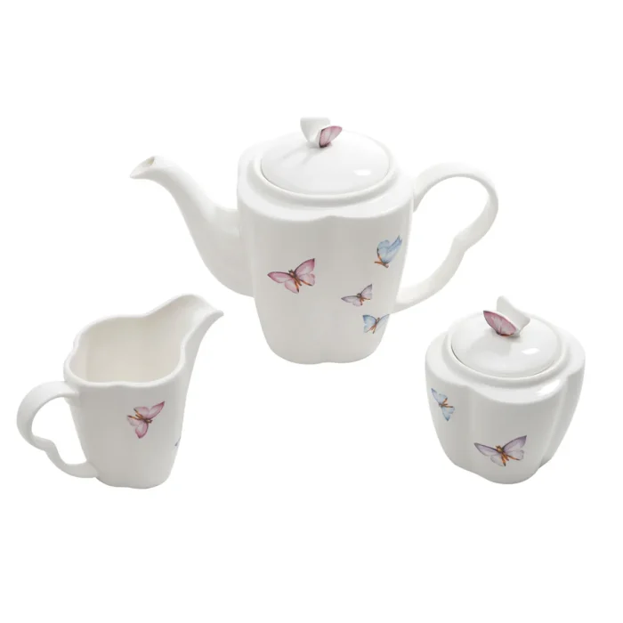 Jogo De Café 3 Peças Porcelana Borboleta Wolff