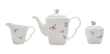 Jogo De Café 3 Peças Porcelana Borboleta Wolff