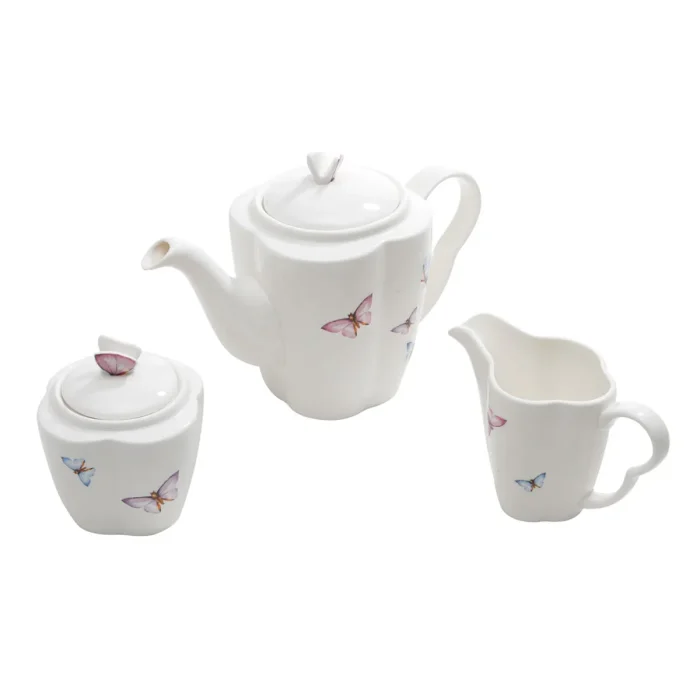 Jogo De Café 3 Peças Porcelana Borboleta Wolff