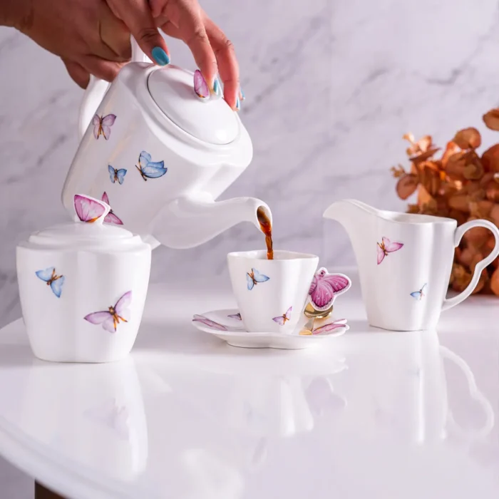 Jogo De Café 3 Peças Porcelana Borboleta Wolff